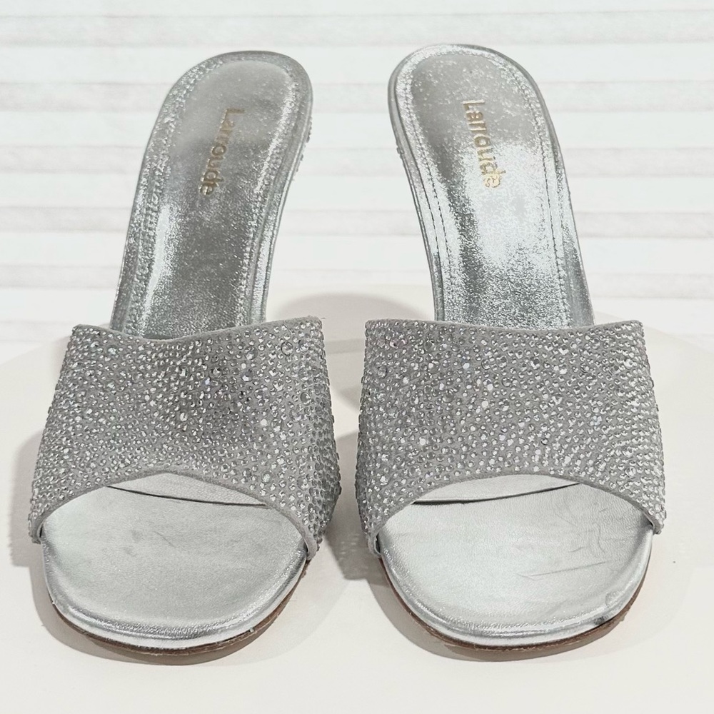 🌹LARROUDE🌹 Colette Crystal Mule In Gray Suede Size: 6.5 - Picture 6 of 13